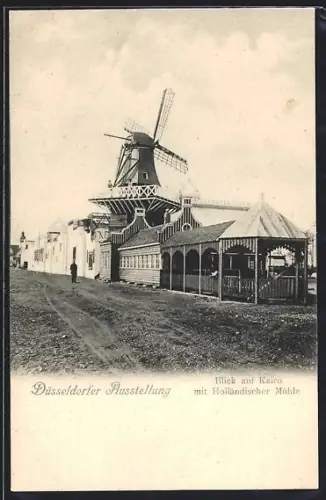 AK Düsseldorf, Ausstellung, Blick auf Kairo, Windmühle