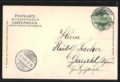 AK Düsseldorf, Internationale Kunst- u. grosse Gartenbau-Ausstellung 1904, Ringergruppe vor dem Kunstpalast