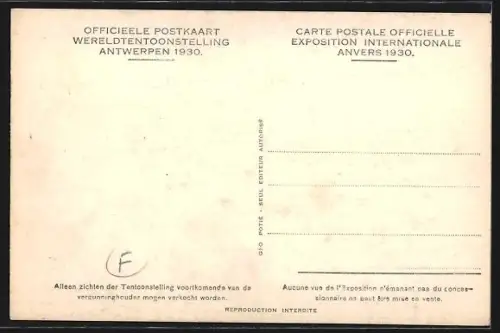 AK Antwerpen, Wereldtenoonstelling 1930, Een Zijde van het Italiaansch Paviljoen