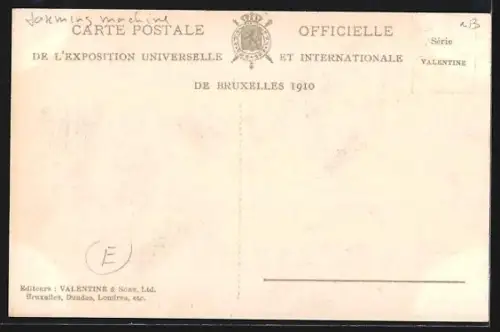 AK Bruxelles, Exposition Universelle et Internationale 1910, Intérieur du Pavillon Canadien