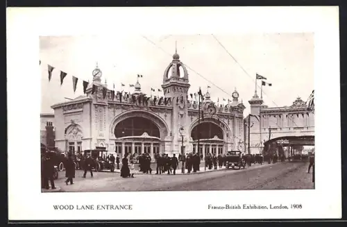 AK London, Franco-British Exhibition 1908, Wood Lane Entrance