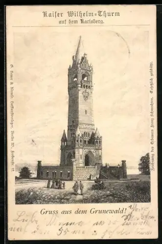AK Berlin-Grunewald, Kaiser Wilhelm-Thurm auf dem Karlsberg