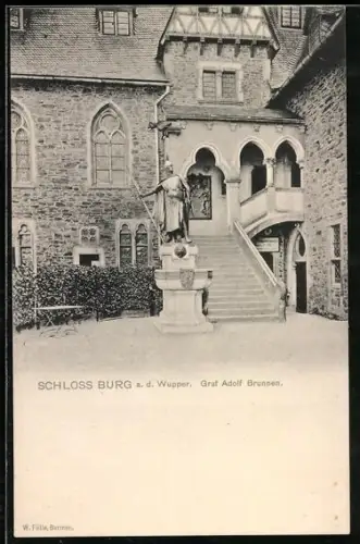AK Solingen, Schloss Burg a. d. Wupper, Graf Adolf Brunnen