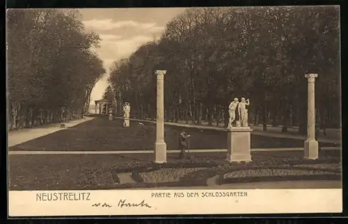 AK Neustrelitz, Partie aus dem Schlossgarten