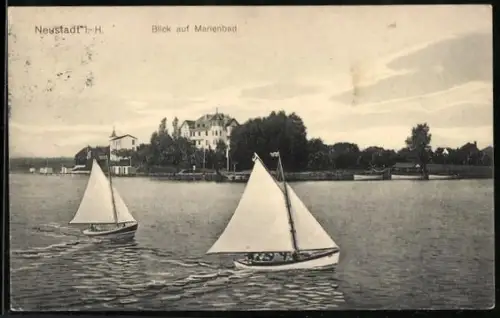 AK Neustadt / Holstein, Blick auf Marienbad, Segelboote