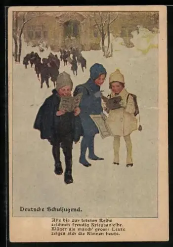 Künstler-AK Brynolf Wennerberg: Deutsche Schuljugend, Kriegsanleihe