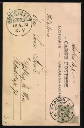 Künstler-AK Wichera: Zwei kleine Kinder mit einem Lämmchen und Schwalben