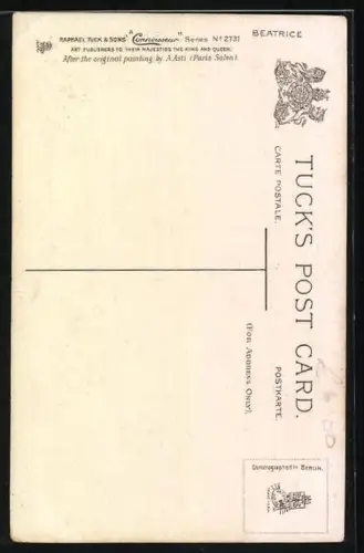 Künstler-AK Angelo Asti: Frau mit wallendem Haar in rubinroter Robe