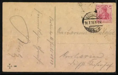 Künstler-AK Willi Scheuermann: Landstreicher läuft einer elegant gekleideten Dame nach