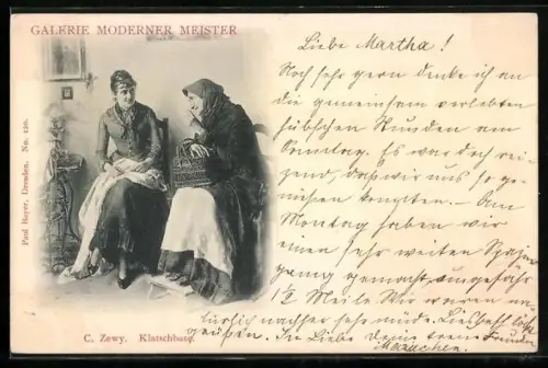 Künstler-AK Carl Zewy: Eine alte Dame unterhält sich mit einer jüngeren