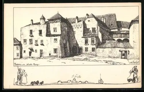 Künstler-AK Ulf Seidl: Krems a. d. Donau, Die alte Burg