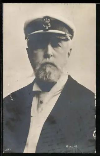 AK König Oscar II. von Schweden mit Kapitänsmütze