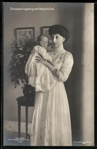 AK Prinsessan Ingeborg med lille prins Carl