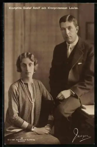 AK Kronprinz Gustaf Adolf mit Kronprinzessin Louise