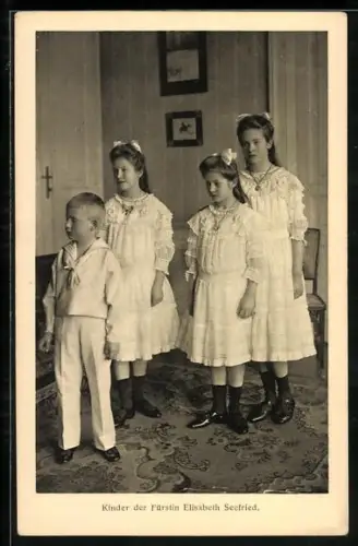 AK Die Kinder der Fürstin Elisabeth Seefred von Österreich in Sonntagskleidung