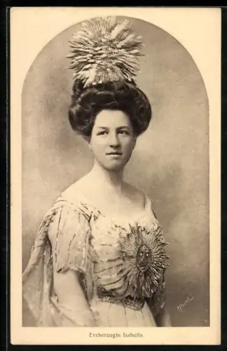 AK Erzherzogin Isabella mit Sonnenkopfschmuck
