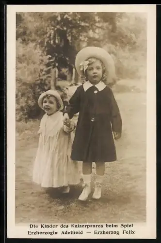 AK Die Kinder des Kaiserpaares von Österreich beim Spiel, Erzherzogin Adelheid und Erzherzog Felix