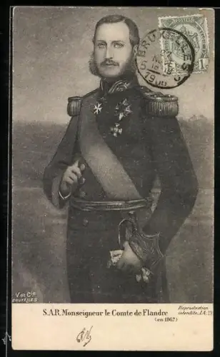 AK Monseigneur le Comte de Flandre, Adel von Belgien