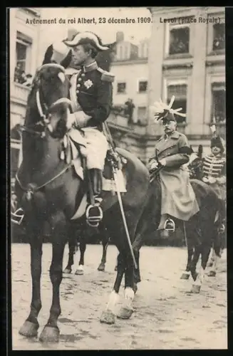 AK König Albert von Belgien zu Pferd, Avenement 23.12.1909