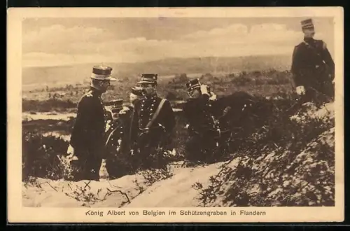 AK Flandern, König Albert von Belgien im Schützengraben