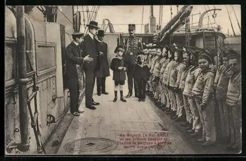 AK Sa Majesté Le Roi Albert et les princes Léopold et Charles de Belgique