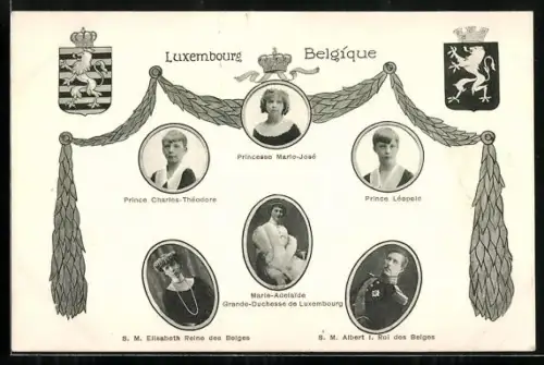 AK Luxembourg, Princesse Marie-José, Prince Léopold et Prince Charles-Théodore von Belgien