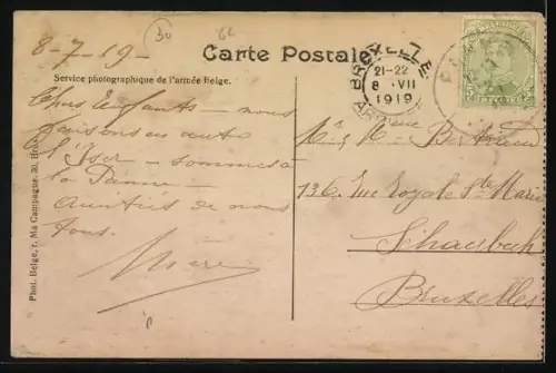 AK Le Roi des Belges, le Maréchal Pétain et le Général Bernheim