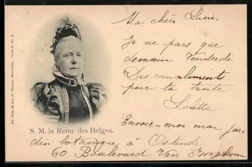 AK Portrait S. M. la Reine des Belges