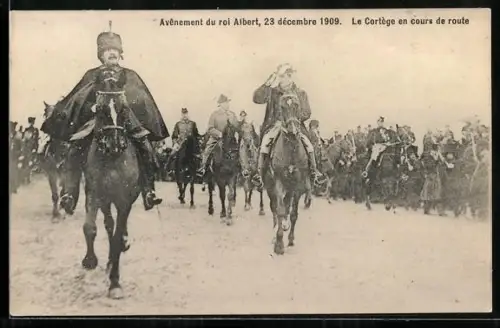 AK Roi Albert von Belgien, Avenement 23 decembre 1909, Le Cortege en cours de route