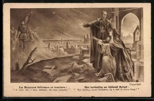 AK König von Belgien, Geistlicher und kniende Frau