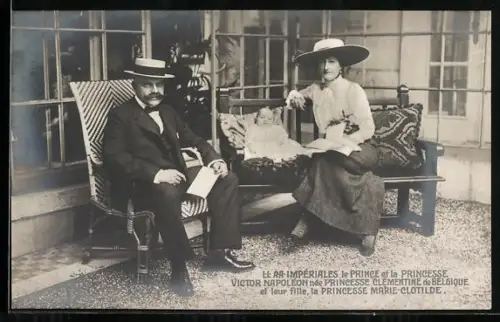 AK Victor Napoleon von Frankreich nee Princesse Clementine de Belgique et leur fille