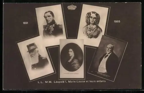 AK L.L. M.M. Léopold I., Marie-Louise et leurs enfants