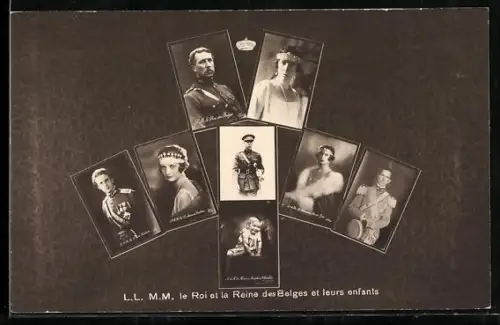 AK L.L. M.M. le Roi et la Reine des Belges et leurs enfants