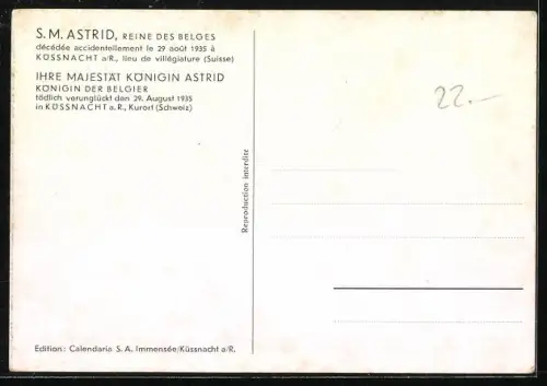 AK Ihre Majestät Königin Astrig von Belgien, Grab