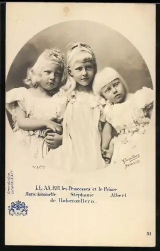 AK LL. AA. RR. les Princesses et le Prince, Marie Antoinette, Stéphanie et Albert de Hohenzollern