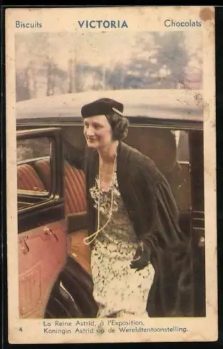 AK La Reine Astrid, Reklame für Biscuits & Chocolats Victoria