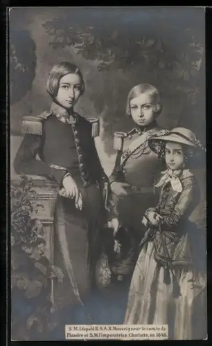 AK S. M. Léopold II. S. A. R. Monseigneur le comte de Flandre et S. M. l`Imperatrice Charlotte, en 1848