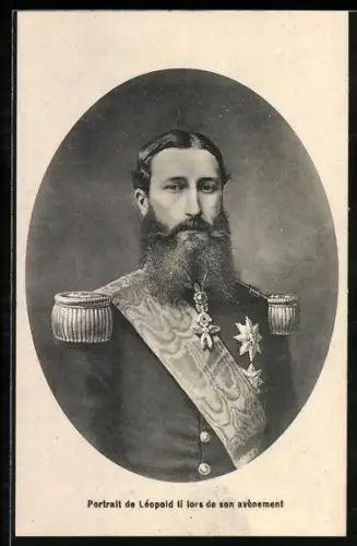 AK Portrait de Léopold II. von Belgien lors de son avènement