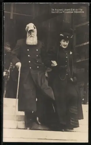 AK Sa Majesté Léopold II. et sa fille son A. R. la Princesse Clémentine
