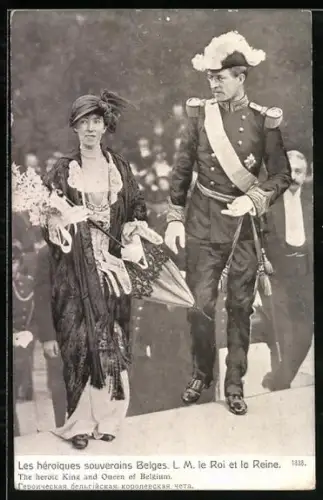AK Der heldenhafte König und die Königin von Belgien, Albert I.