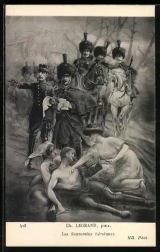 AK Les Souverains héroiques von Belgien