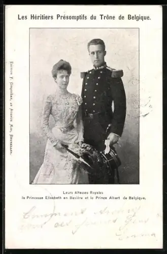 AK Leurs Altesses Royales la Princesse Elisabeth en Bavière et le Prince Albert de Belgique