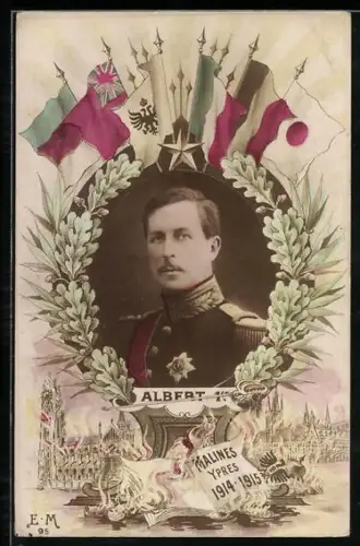 AK Malines, Ypres, 1914-15, König Albert I. von Belgien