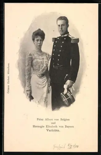 AK Prinz Albert von Belgien und Herzogin Elisabeth von Bayern, Verlobte