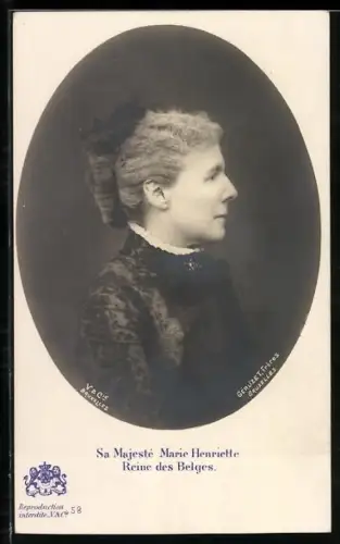 AK Königin Marie Henriette von Belgien im Profil