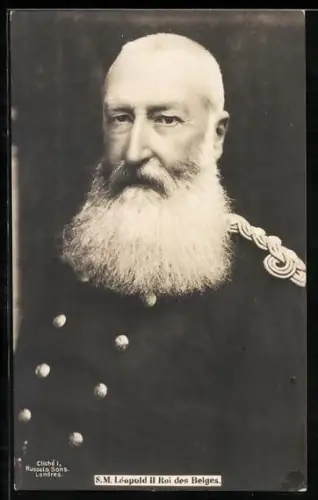 AK Leopold II., Roi des Belges als betagter Mann in Uniform