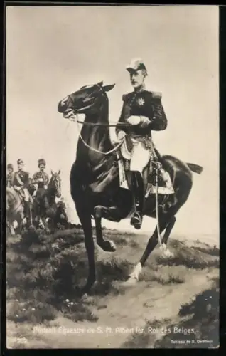AK Portrait Equestre de Albert I., Roi de Belges