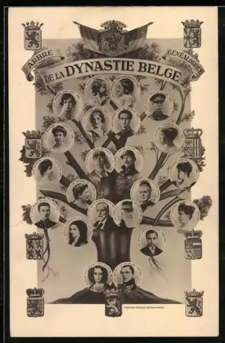 AK Arbre Généalogique de la Dynastie Belge, Le Prince Baudouin, La Princesse Joséphine Charlotte