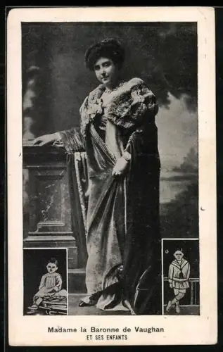 AK Madame la Baronne de Vaughan et ses Enfants