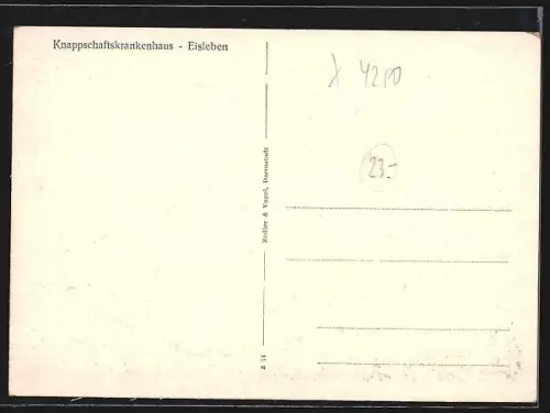 Künstler-AK Eisleben, Knappschaftskrankenhaus
